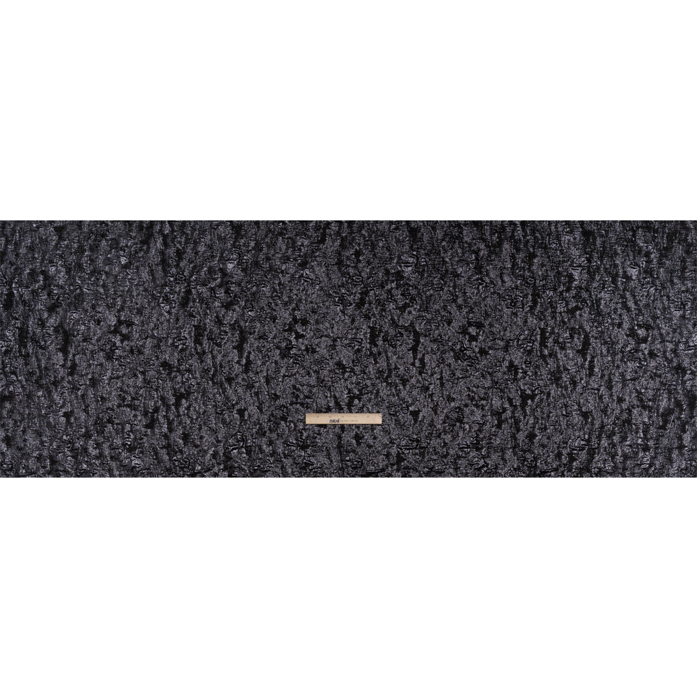 Metallic Gunmetal and Black Abstract Luxury Brocade