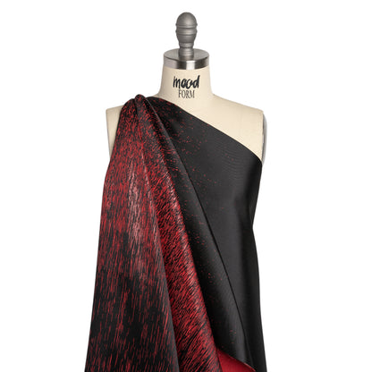 Black and Metallic Red Striated Luxury Brocade