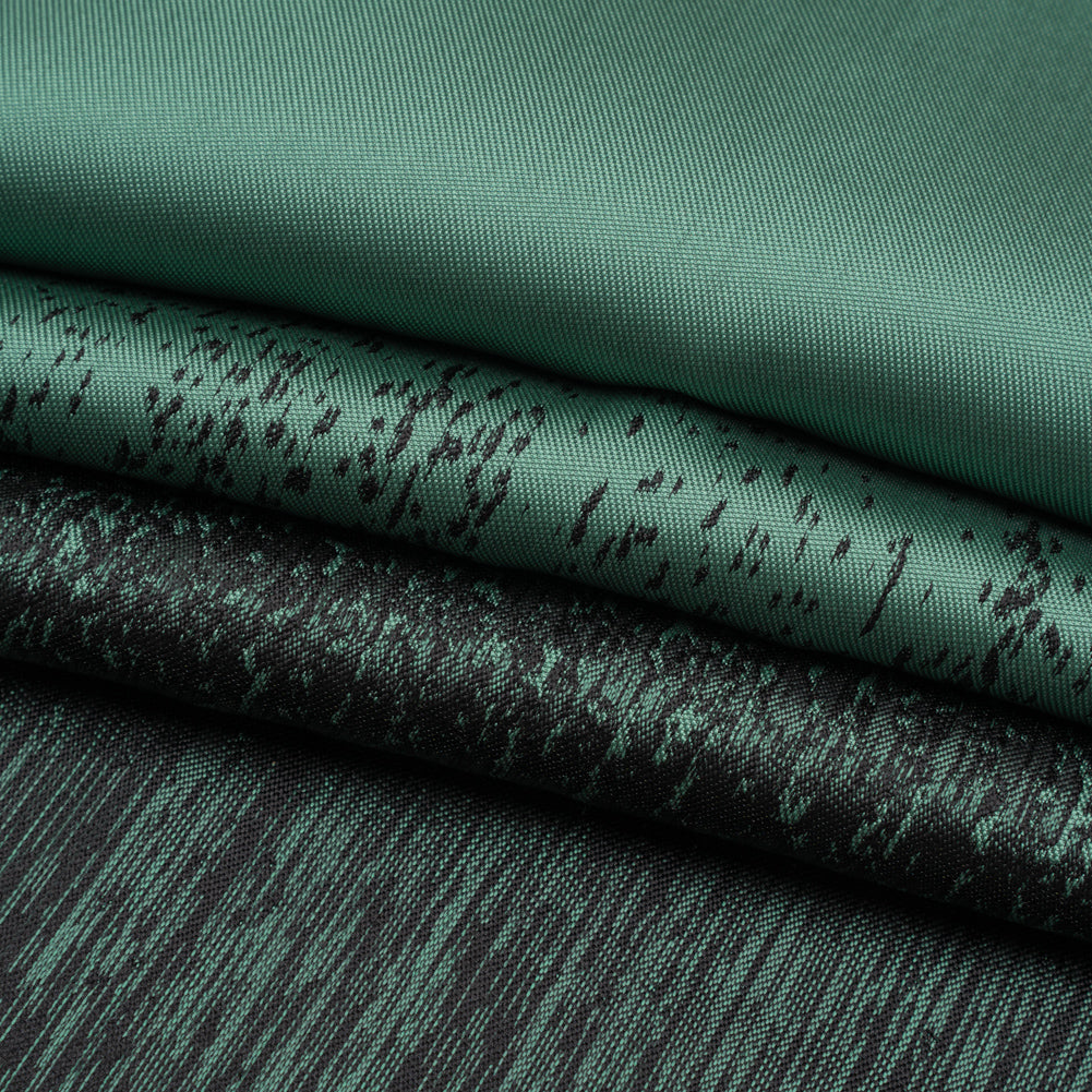 Sea Green and Metallic Black Striated Luxury Brocade