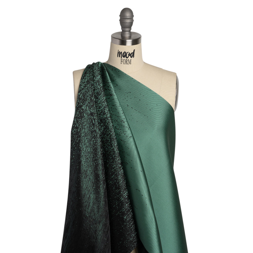 Sea Green and Metallic Black Striated Luxury Brocade