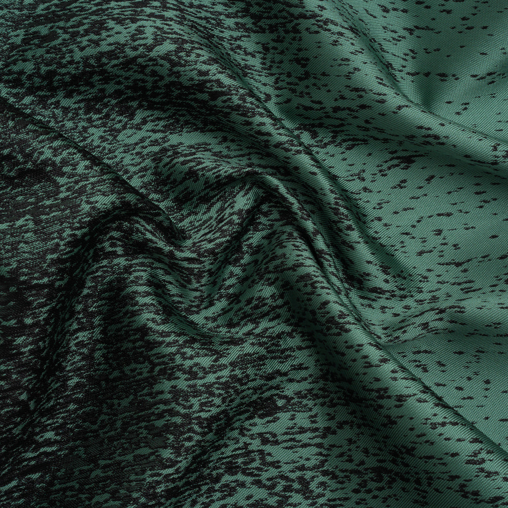 Sea Green and Metallic Black Striated Luxury Brocade