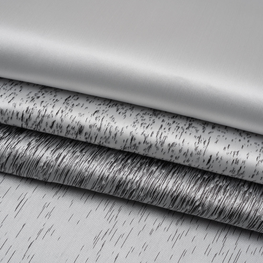 Silver and Metallic Black Striated Luxury Brocade - Folded