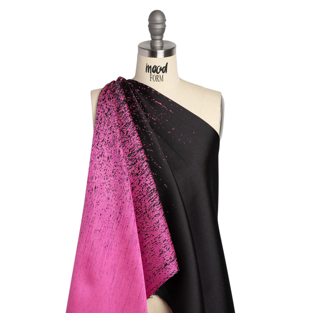 Magenta and Metallic Black Striated Luxury Brocade - Drape