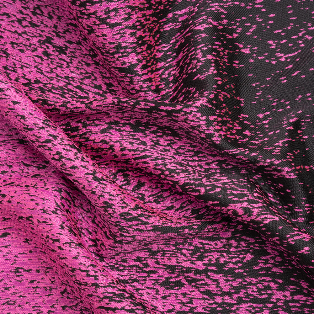 Magenta and Metallic Black Striated Luxury Brocade