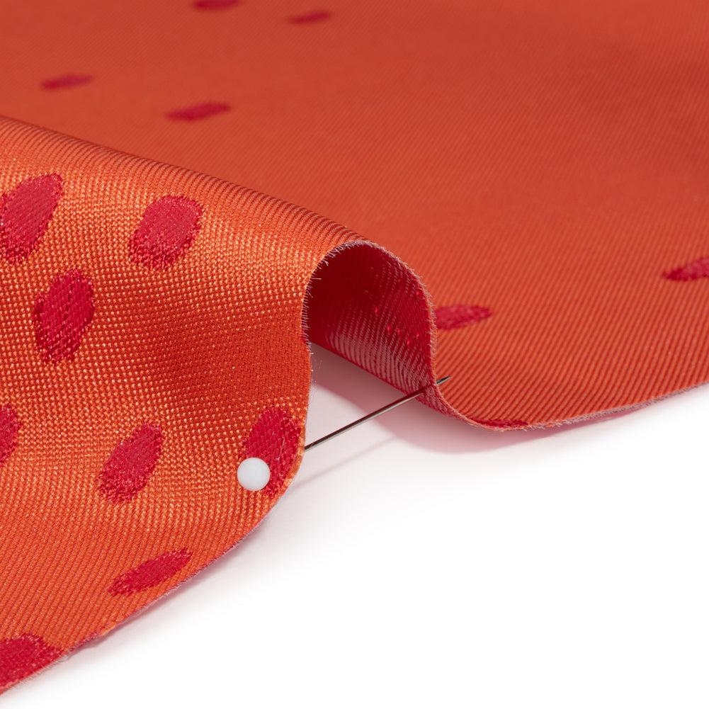 Metallic Red and Orange Spotted Gradient Luxury Brocade - Detail