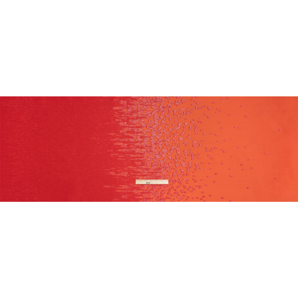 Metallic Red and Orange Spotted Gradient Luxury Brocade - Full