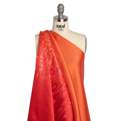 Metallic Red and Orange Spotted Gradient Luxury Brocade