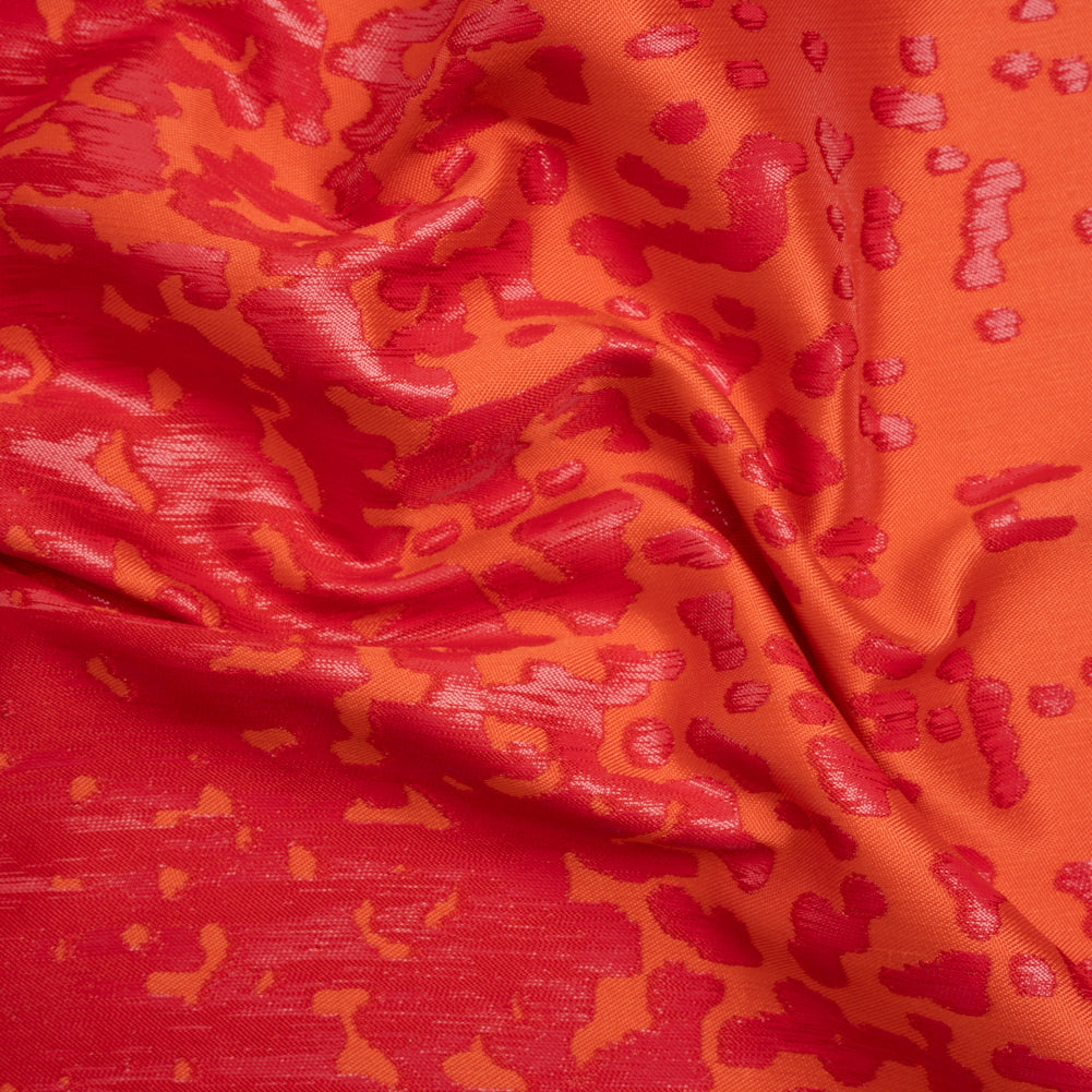 Metallic Red and Orange Spotted Gradient Luxury Brocade