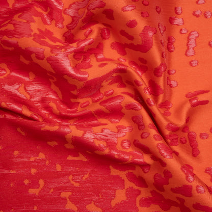 Metallic Red and Orange Spotted Gradient Luxury Brocade