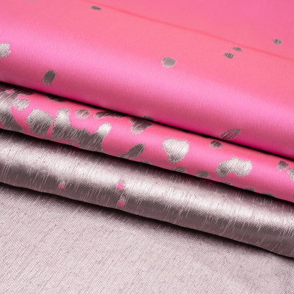 Metallic Hot Pink and Gray Spotted Gradient Luxury Brocade