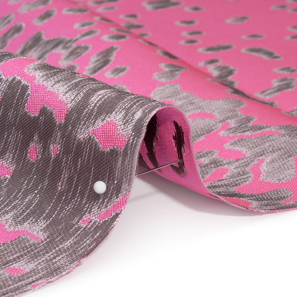 Metallic Hot Pink and Gray Spotted Gradient Luxury Brocade