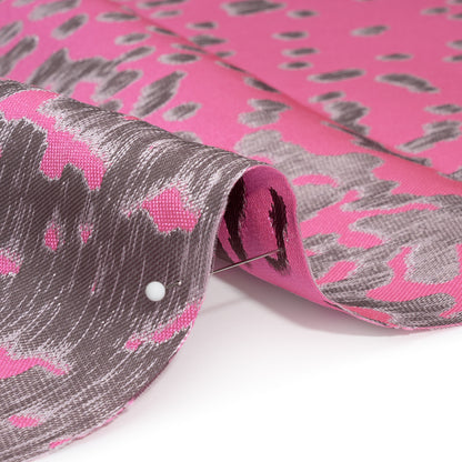 Metallic Hot Pink and Gray Spotted Gradient Luxury Brocade