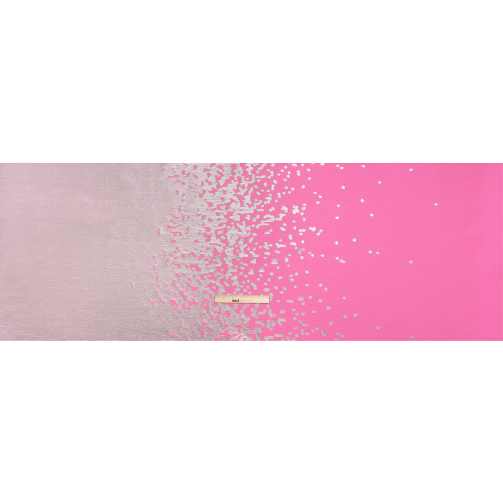 Metallic Hot Pink and Gray Spotted Gradient Luxury Brocade