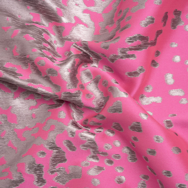 Metallic Hot Pink and Gray Spotted Gradient Luxury Brocade