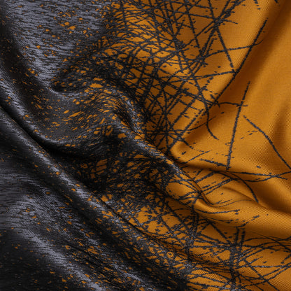 Metallic Black and Dark Gold Crosshatched Gradient Luxury Brocade