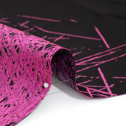 Metallic Magenta and Black Crosshatched Gradient Luxury Brocade
