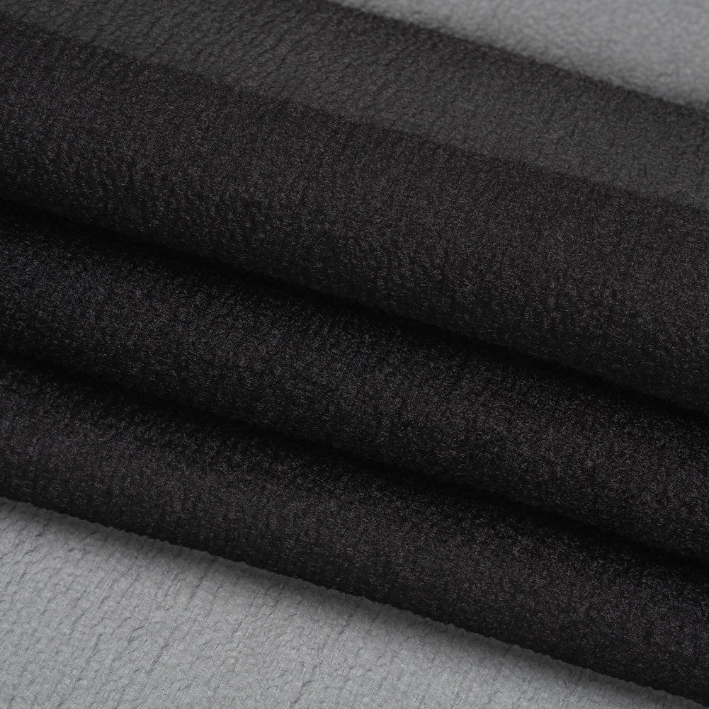 Shimmering Black Bubbly Crinkled Organza Brocade - Folded