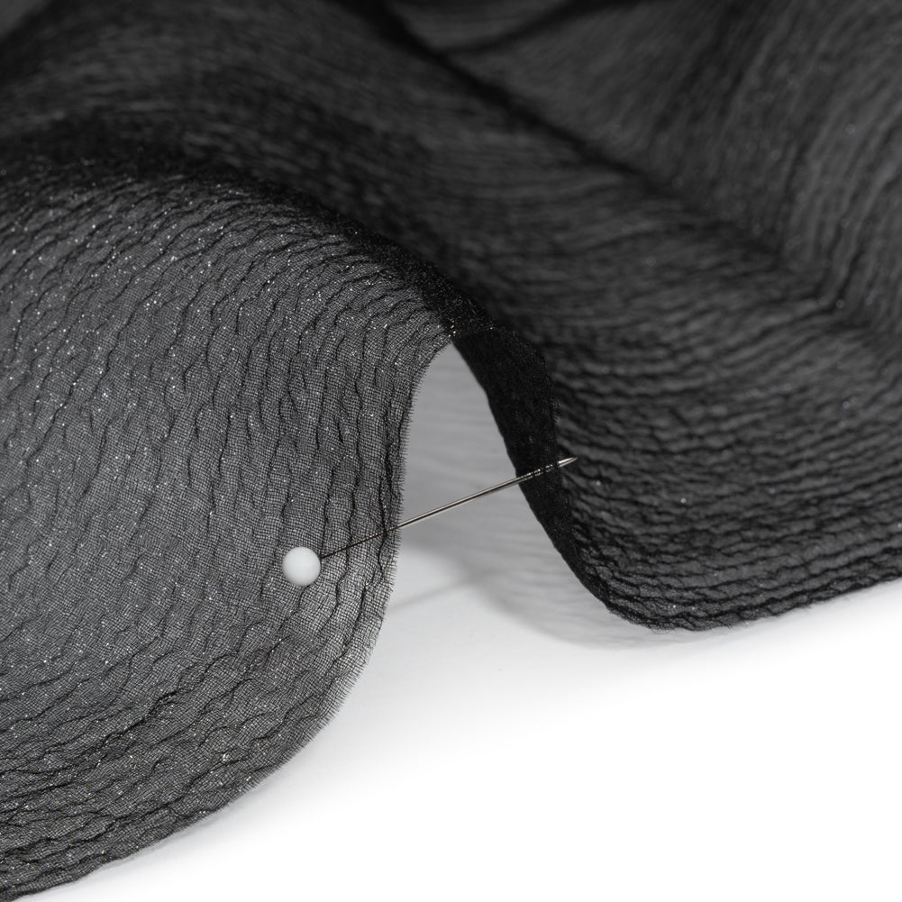 Shimmering Black Bubbly Crinkled Organza Brocade - Detail