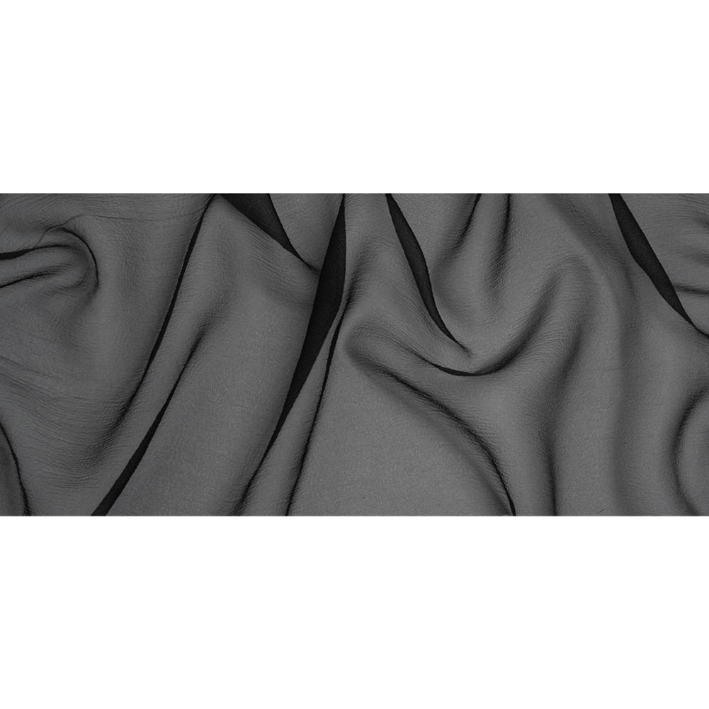 Shimmering Black Bubbly Crinkled Organza Brocade - Full