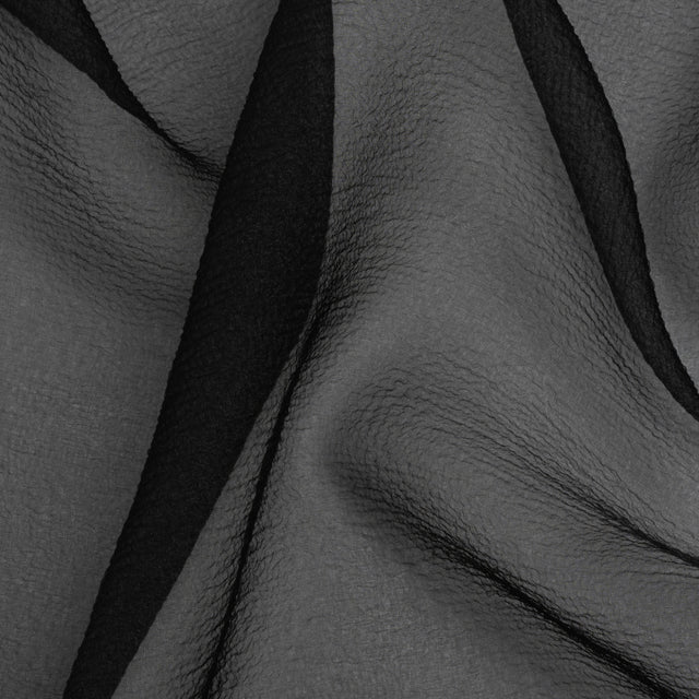 Shimmering Black Bubbly Crinkled Organza Brocade