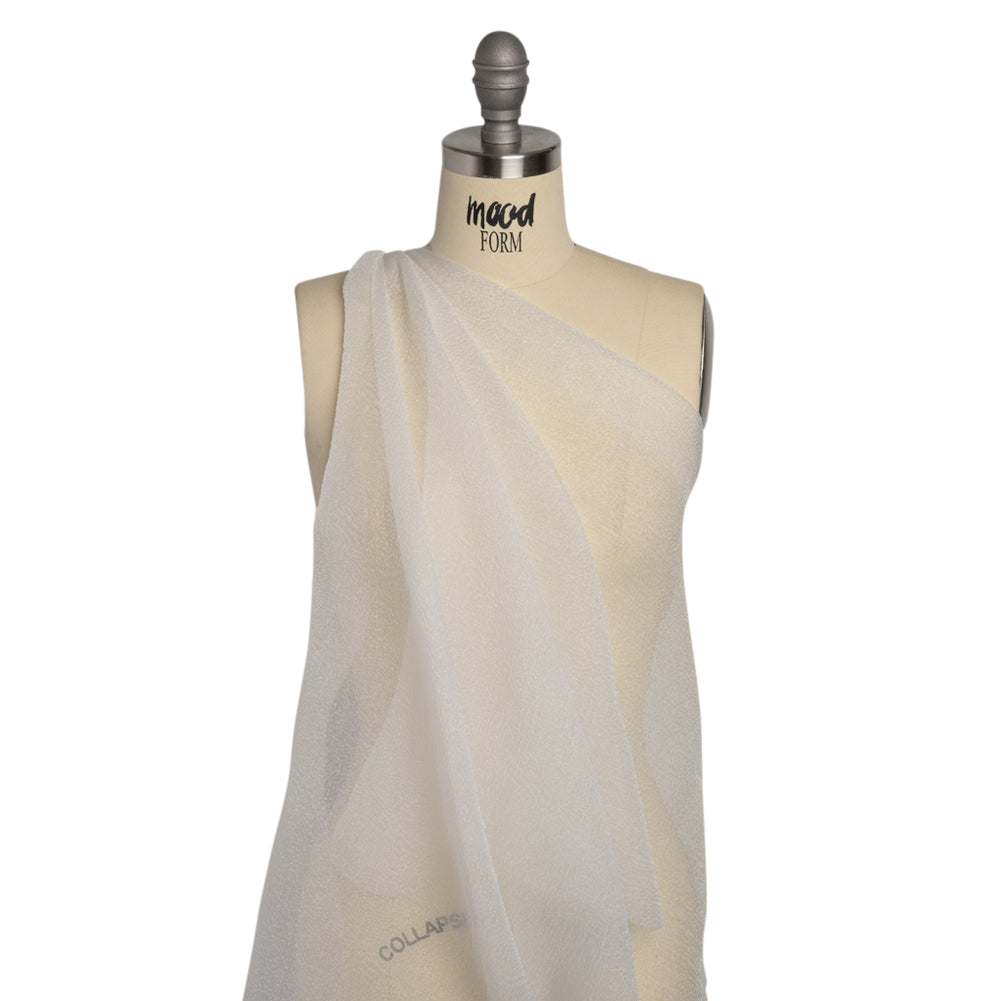 Shimmering White Bubbly Crinkled Organza Brocade - Drape