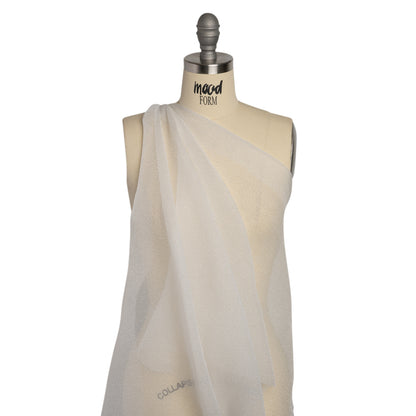 Shimmering White Bubbly Crinkled Organza Brocade