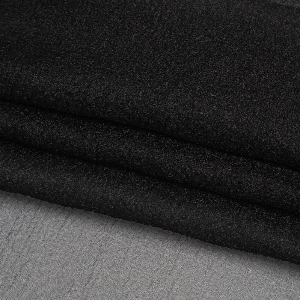 Black Iridescent Shimmer Bubbly Crinkled Organza Brocade