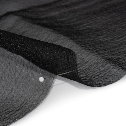 Black Iridescent Shimmer Bubbly Crinkled Organza Brocade