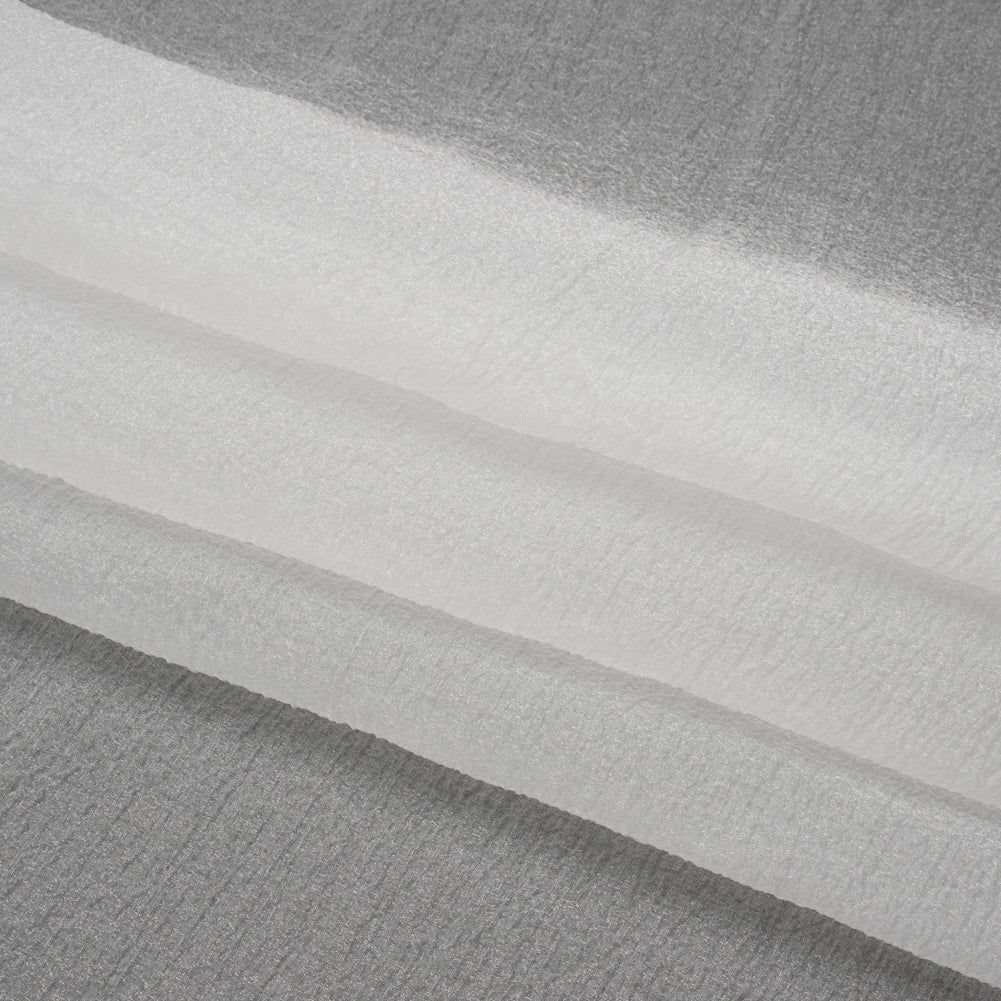 White Iridescent Shimmer Bubbly Crinkled Organza Brocade - Folded