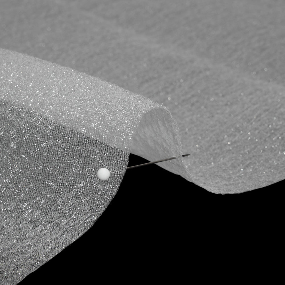 White Iridescent Shimmer Bubbly Crinkled Organza Brocade - Detail