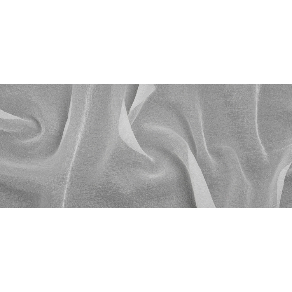 White Iridescent Shimmer Bubbly Crinkled Organza Brocade - Full