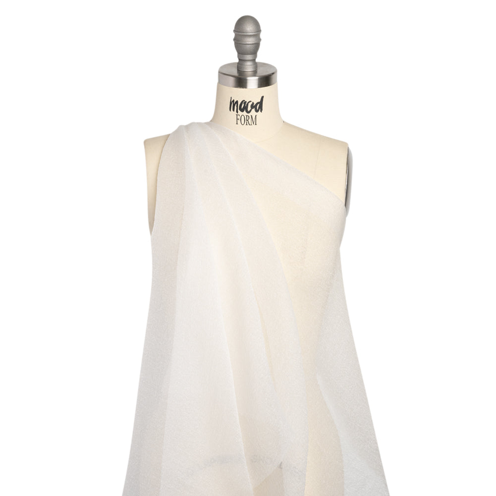 White Iridescent Shimmer Bubbly Crinkled Organza Brocade - Drape