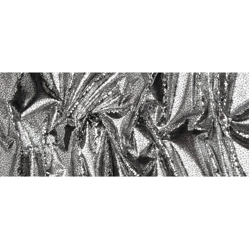 Silver Geometric Crackle Metallic Foiled Chenille Full