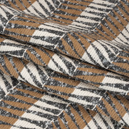 Mudstone Geometric Chevrons and Stripes Upholstery Boucle Jacquard Folded