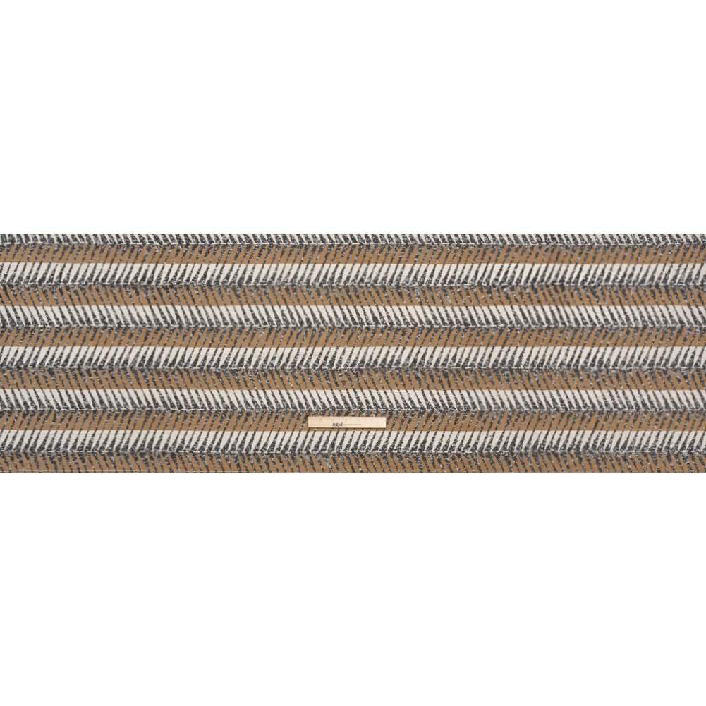 Mudstone Geometric Chevrons and Stripes Upholstery Boucle Jacquard Full