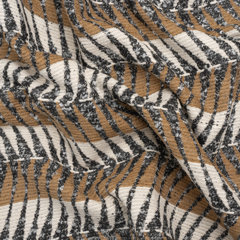 Mudstone Geometric Chevrons and Stripes Upholstery Boucle Jacquard