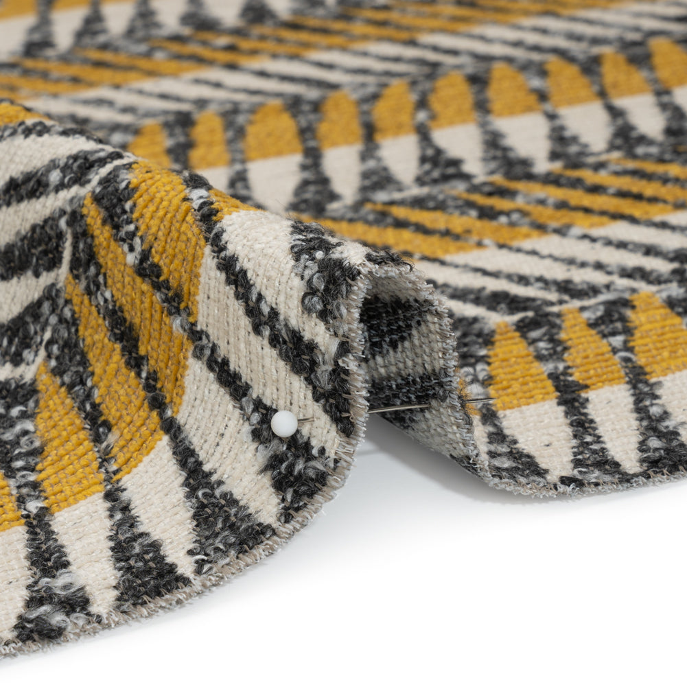 Sunshine Geometric Chevrons and Stripes Upholstery Boucle Jacquard Detail