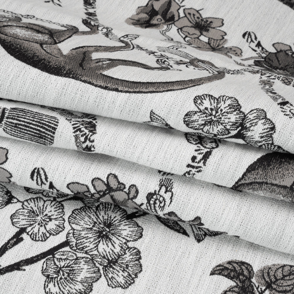 Black Diamond Exotic Pets and Flowers Upholstery Jacquard Folded