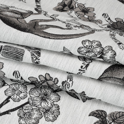 Black Diamond Exotic Pets and Flowers Upholstery Jacquard Folded