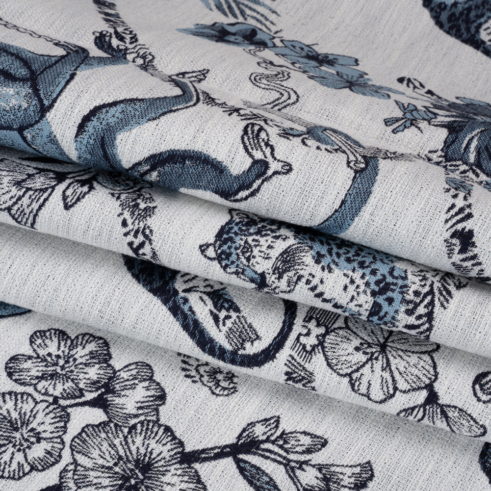 Sapphire Exotic Pets and Flowers Upholstery Jacquard Folded