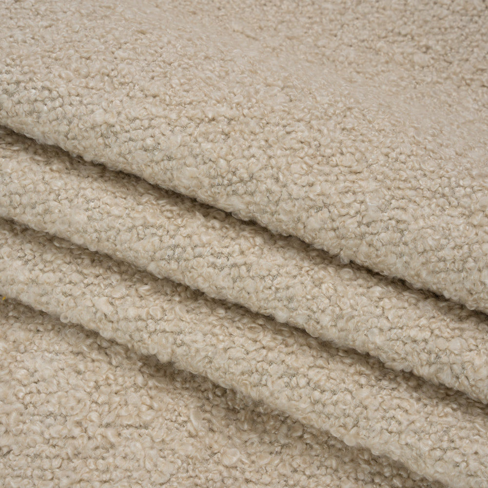 Parchment Fluffy Upholstery Boucle Folded