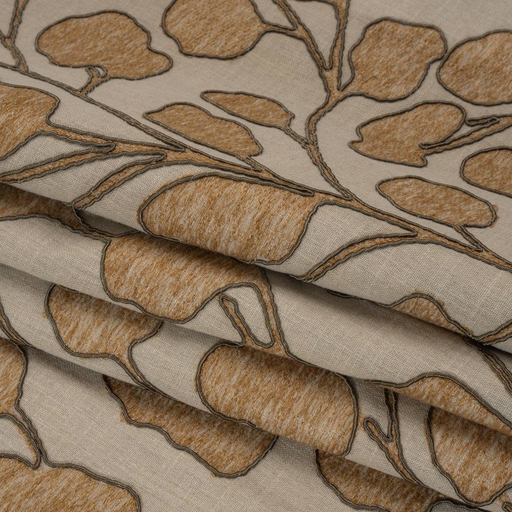 Coin Branches Corded and Embroidered Drapery Woven Folded
