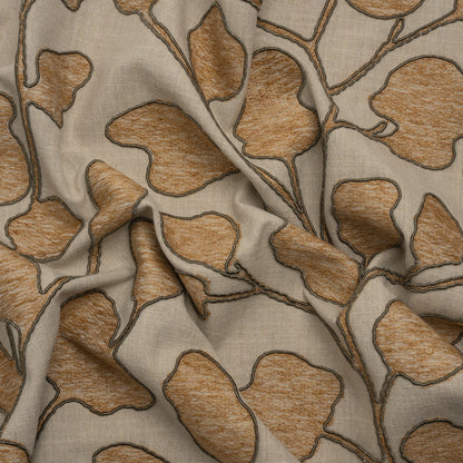 Coin Branches Corded and Embroidered Drapery Woven