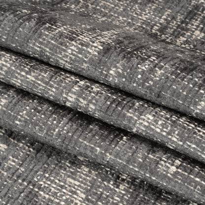 Graphite Distressed Look Chenille Upholstery Woven Folded