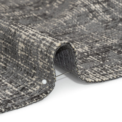 Graphite Distressed Look Chenille Upholstery Woven Detail