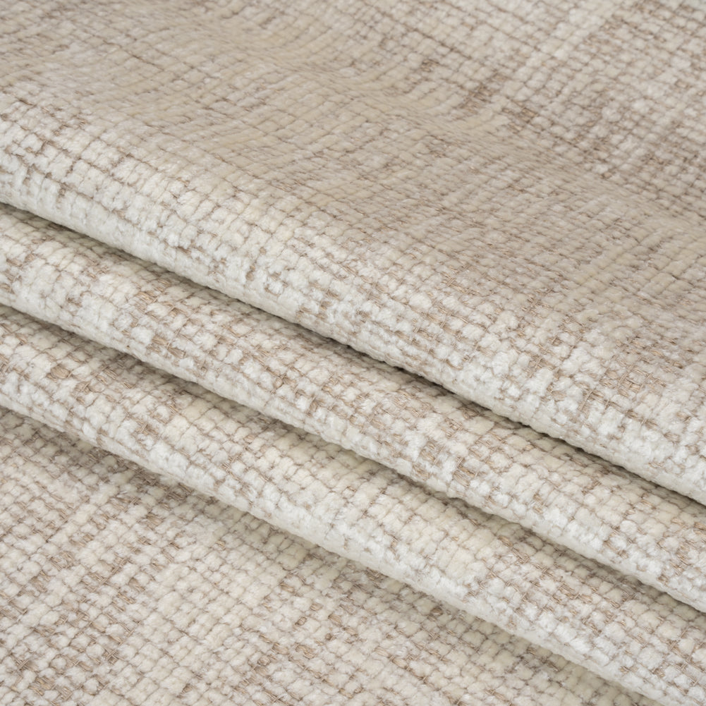 Parchment Distressed Look Chenille Upholstery Woven Folded
