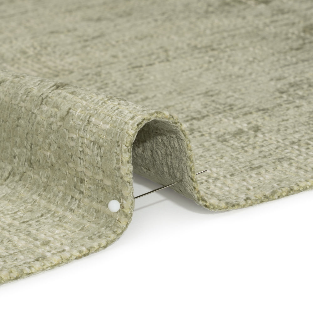 Seafoam Distressed Look Chenille Upholstery Woven Detail