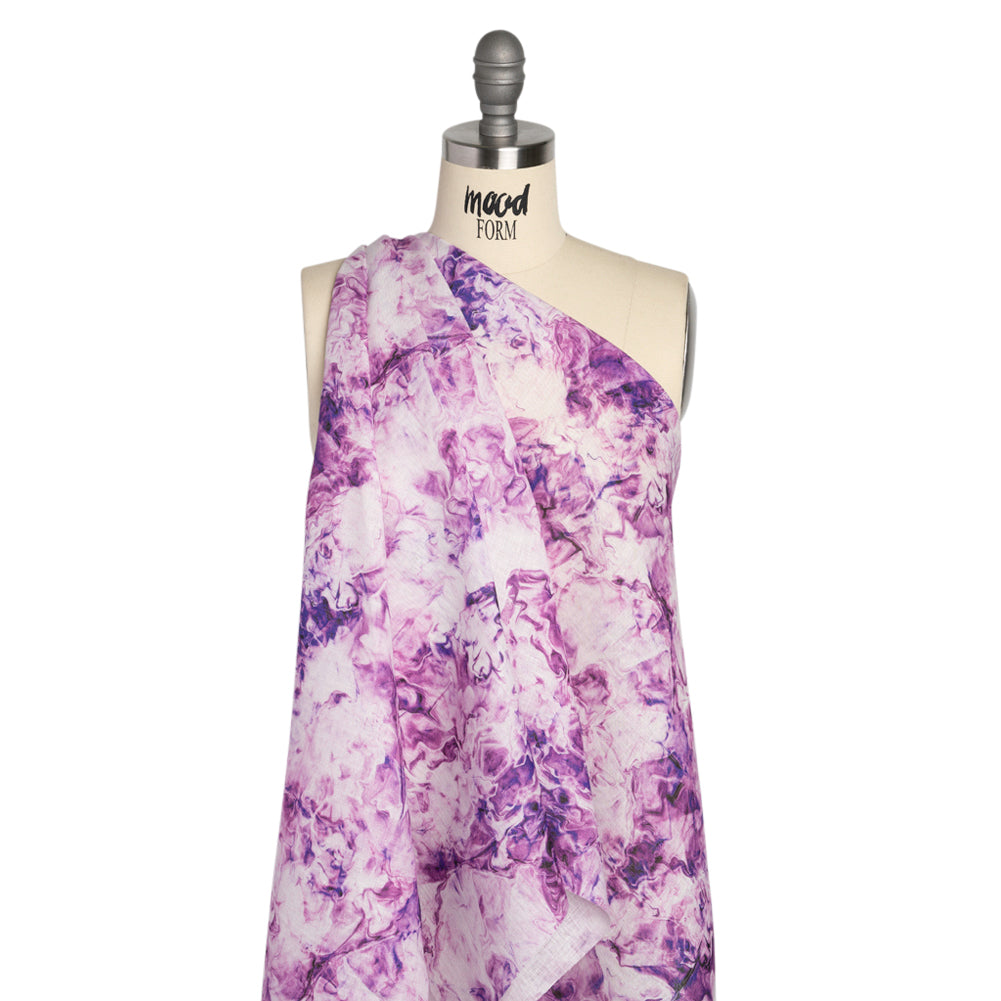 Purple and Ultramarine Marbled Medium Weight Linen Woven - Drape