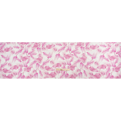 Pink and White Leaves Medium Weight Linen Woven