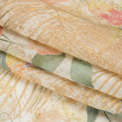 Tan, Rose, and Violet Lilies and Magnolias Medium Weight Linen Woven